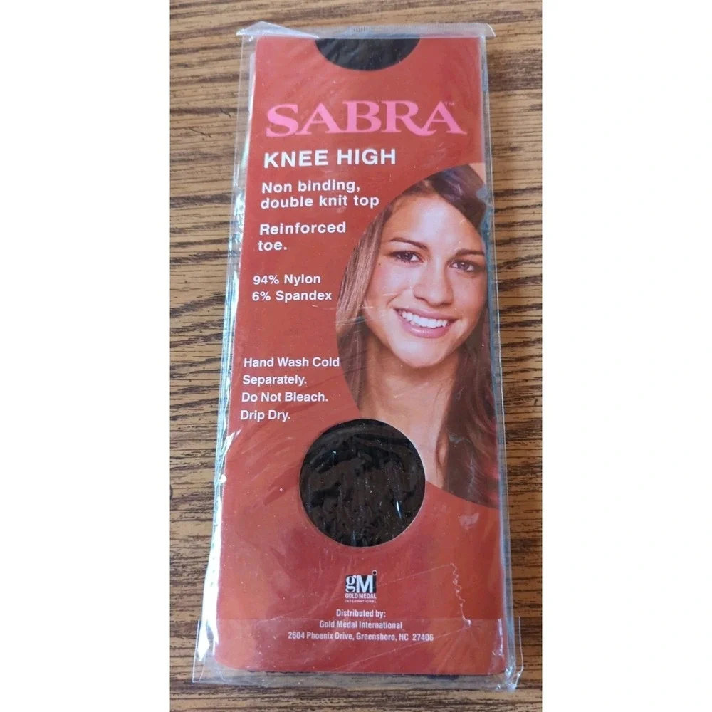 New NIP Vintage Pantyhose Sabra Knee Highs Color‎ Black Fits 8-11 Reinforced Toe
